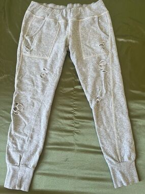 Almost Famous Light Gray Distressed Jogger Sweatpants